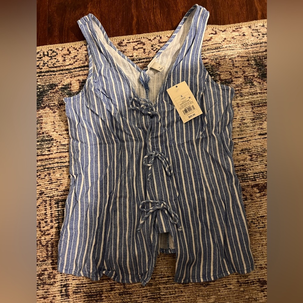 A new day tie front tan top